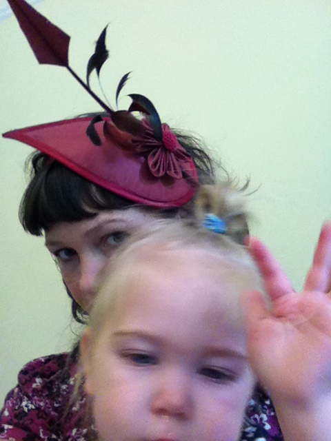 one of the new fascinators, Greer snapping the iphone photo (John's iphone)